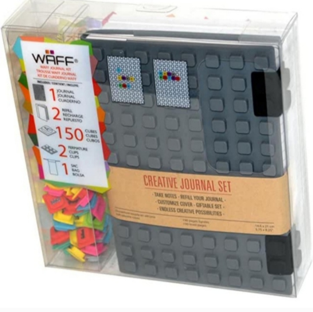 Waff Creative Journal Set Diary Gray Waffle  Silicone Tiles Cover Writing Gift